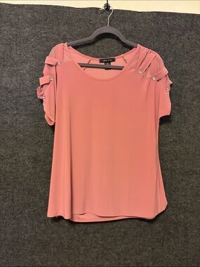 Alyx & May Dusty Rose Cold-Shoulder Short Sleeve Blouse